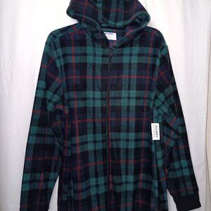 OLD NAVY ADULTS HOODIE PLAID PRINT FESTIVE ONESIE